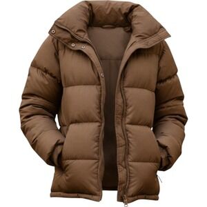 Ski Daddle Pack-In Puffer Jacket Mens Medium Brown Vintage Down Winter Coat